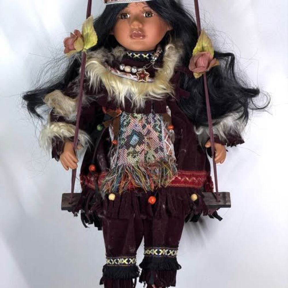 Crouch Collection Limited Edition 1/5000 Native American Doll on Swing 26”
